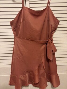 Altar'd State Rust/Terracotta Slip Dress with Side Tie
